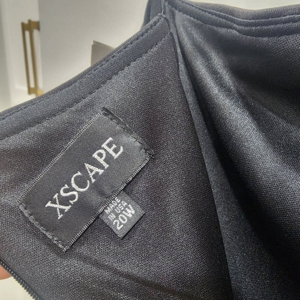 Xscape Black One-Shoulder Draped Evening Gown Size 20W Elegant Formal Dress - Picture 6 of 6